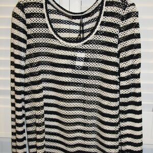 NWT Whetherly Knit Top Black/Off white with Holes - Women size L